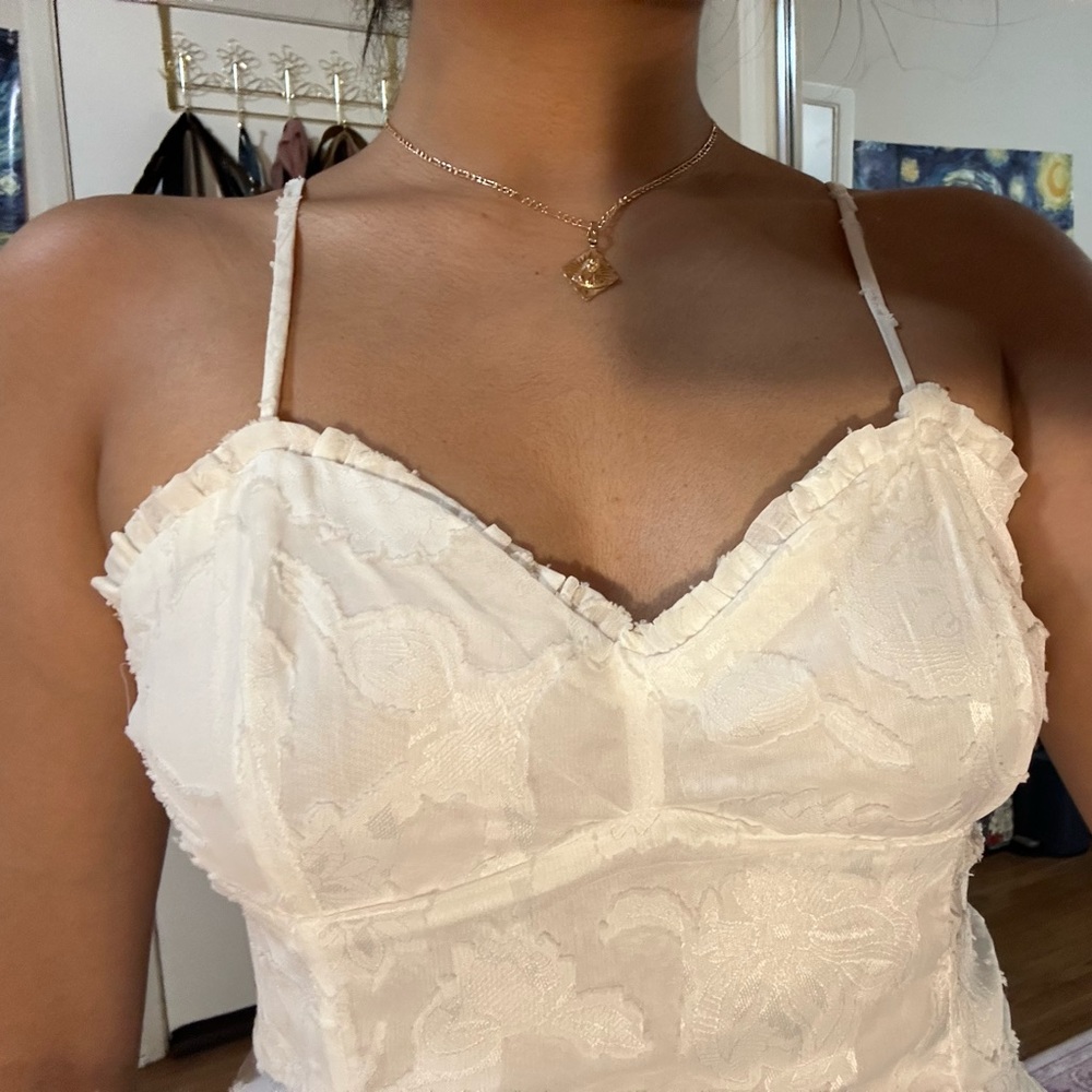 Wild Fable White Ruffled Dress - Picture 3 of 4